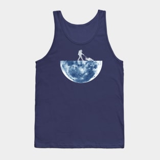 Astronaut Lawnmowing Moon Tank Top